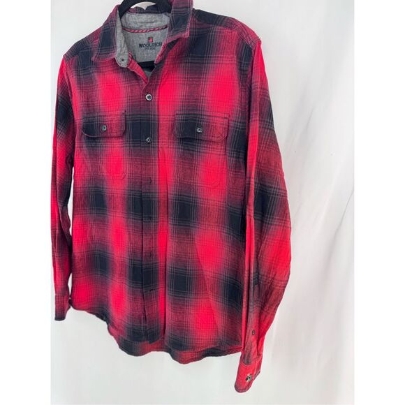 Woolrich Men’s Collared Long Sleeve Cotton Plaid Button Up Shirt Large - Picture 4 of 11